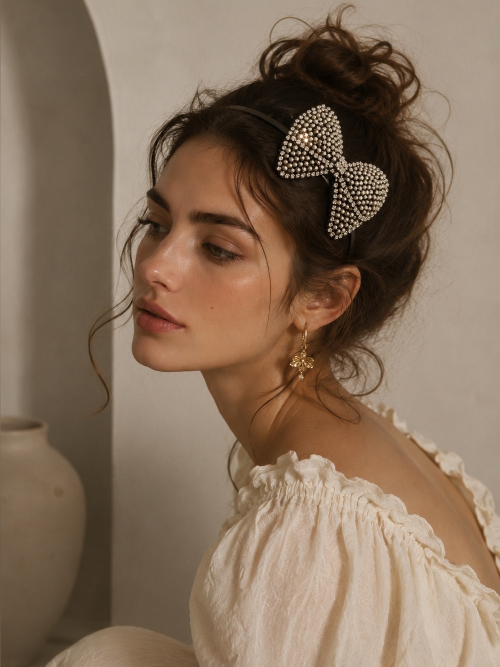 Crystal Rhinestone Bow Headband | Bridal Party Holiday Glam